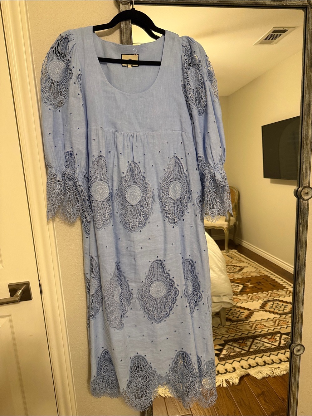 Tuckernuck Light Blue Embroidered Cotton Dress